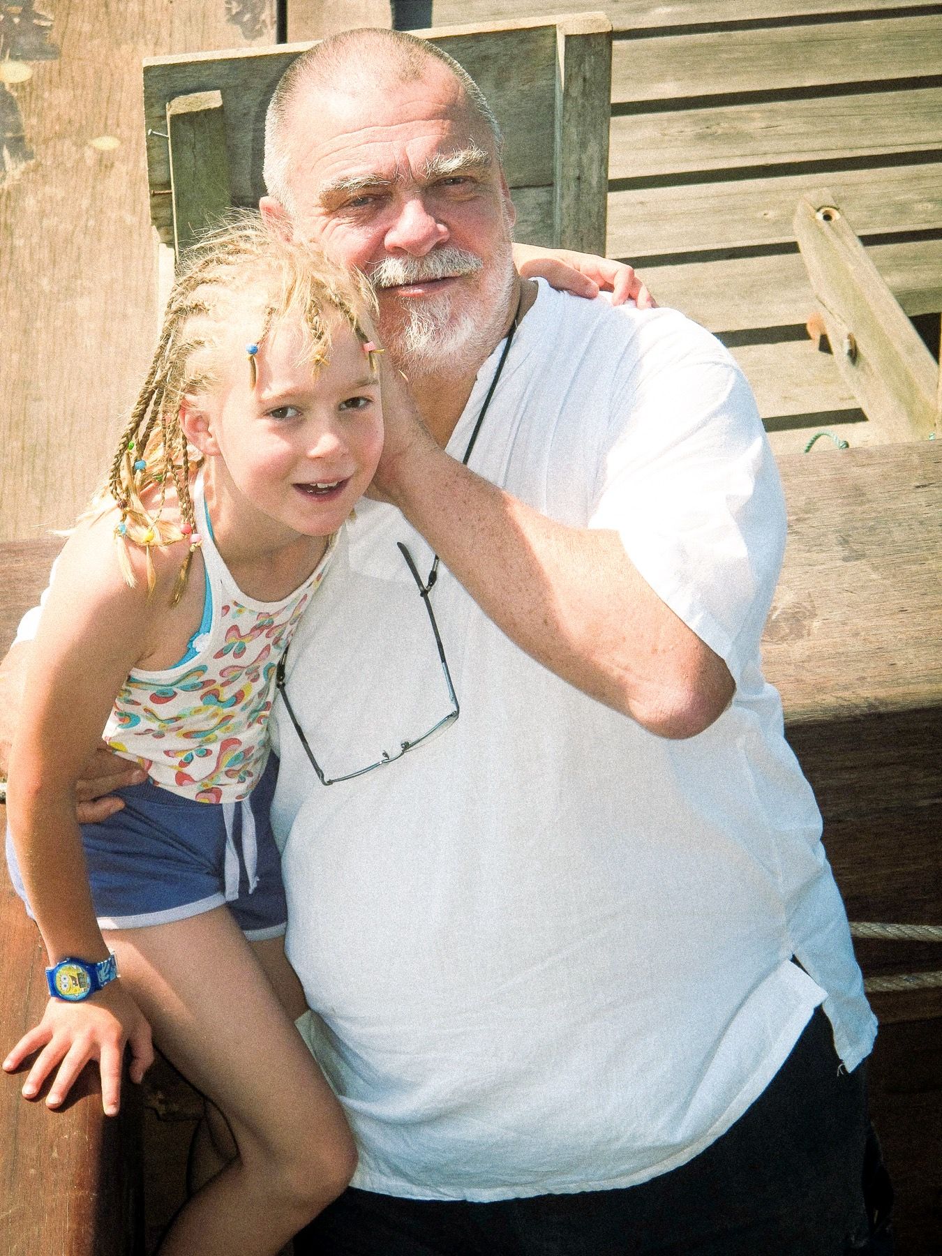 A family moment aboard Waow, two generations together.