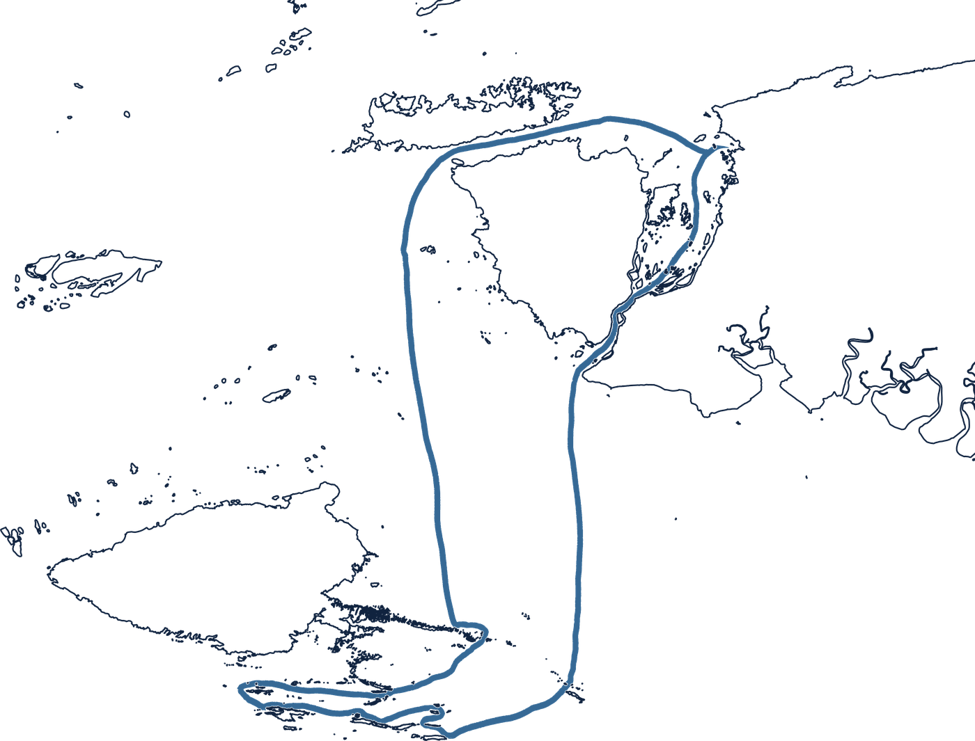 Route of The Southern King, a loop south from Sorong through Misool and back.