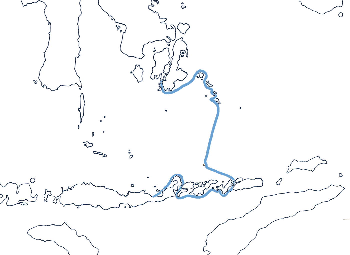 Route of Nirvana and Lava, from Baubau across the Banda Sea to Maumere.
