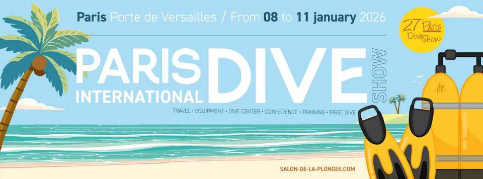 Banner of the 27th Paris International Dive Show, Porte de Versailles, 8 to 11 January 2026