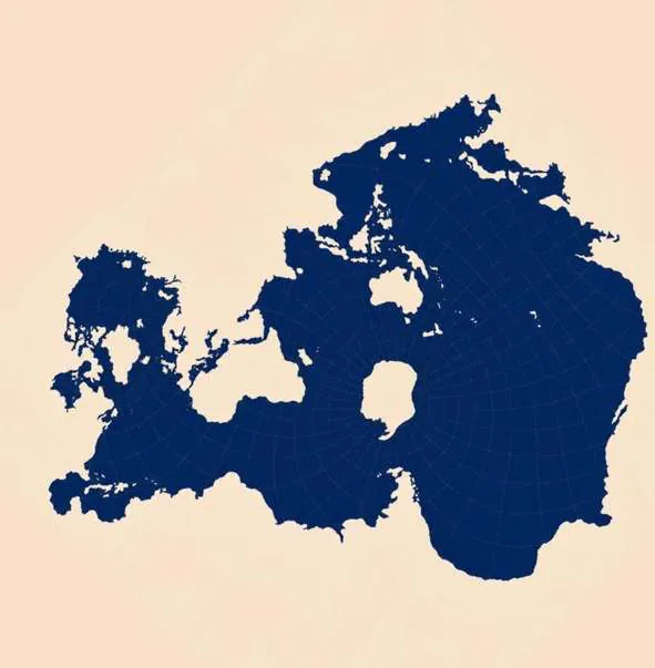 Ocean-centred world map showing the single connected ocean in dark blue