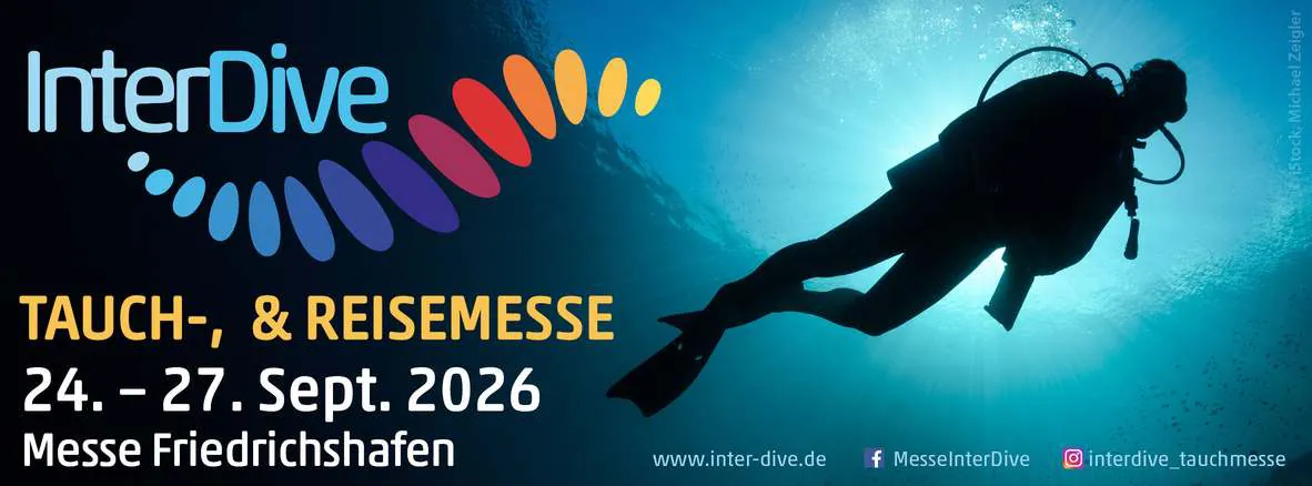 InterDive banner: diving and travel fair, 24–27 September 2026, Messe Friedrichshafen
