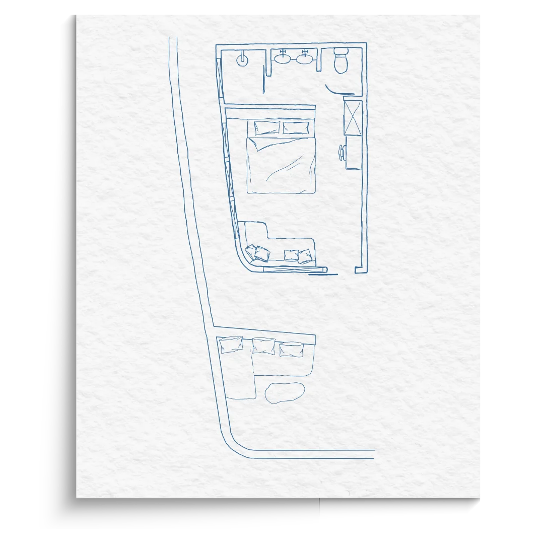 Floor plan of a Superior Cabin aboard Waow 2.